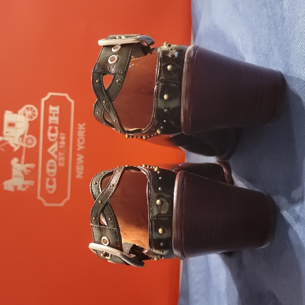 NWOT Coach Western Mule w/ Prairie Rivets and block heel (G1981) NWOT/Box - Picture 8 of 10